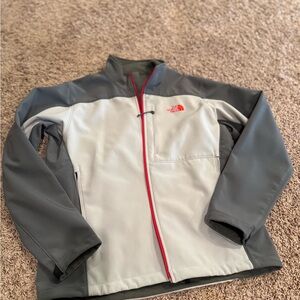 The North Face Men's Gray and White Jacket with Red Accents
